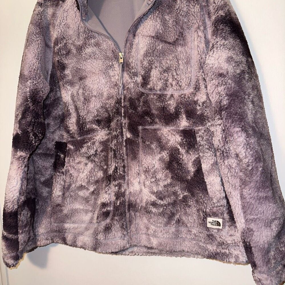 The North Face Womens Sherpa Purple White Tie Dye Zipper Jacket Medium EUC - Picture 2 of 11